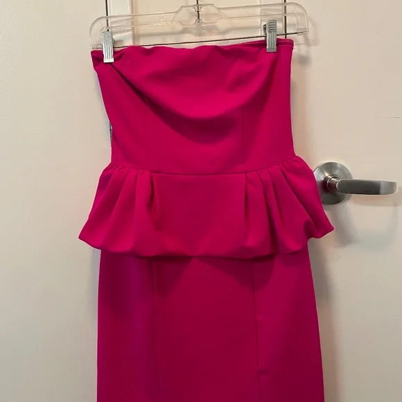 Express | Dresses | Hot Pink Strapless Peplum Cocktail Dress | Poshmark